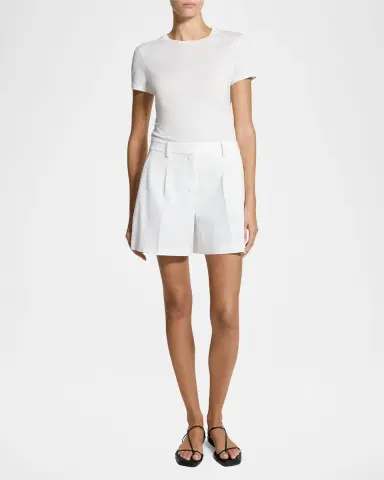 Theory Pleated A-Line Linen-Blend Shorts | Thumbnail 2 Theory Pleated A-Line Linen-Blend Shorts | Thumbnail 2