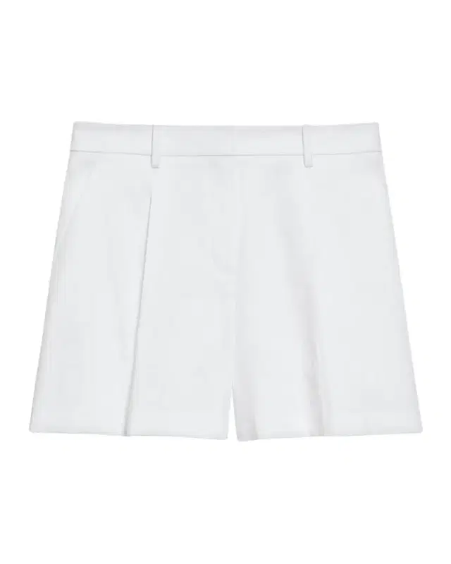 Theory Pleated A-Line Linen-Blend Shorts