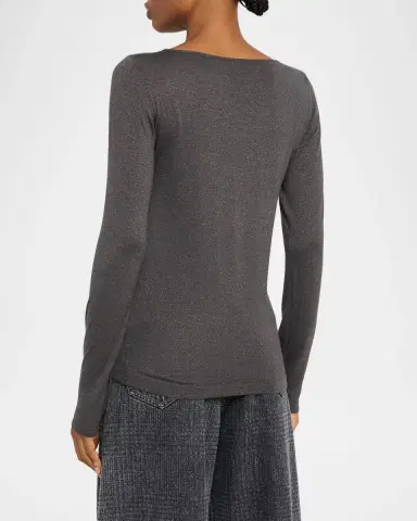 Brunello Cucinelli Shimmering Cashmere-Silk High-Neck Sweater | Thumbnail 3 Brunello Cucinelli Shimmering Cashmere-Silk High-Neck Sweater | Thumbnail 3