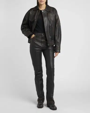 Golden Goose Journey Slim-Straight Nappa Leather Pants | Thumbnail 2