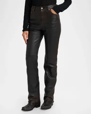 Golden Goose Journey Slim-Straight Nappa Leather Pants | Thumbnail 4