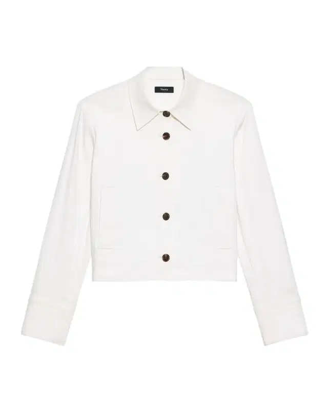Theory Cropped Linen-Blend Shirt Jacket