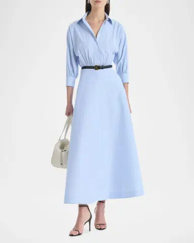 Altuzarra Eleanor Striped Cotton Poplin 3/4-Sleeve Midi Shirtdress | Thumbnail 2 Altuzarra Eleanor Striped Cotton Poplin 3/4-Sleeve Midi Shirtdress | Thumbnail 2