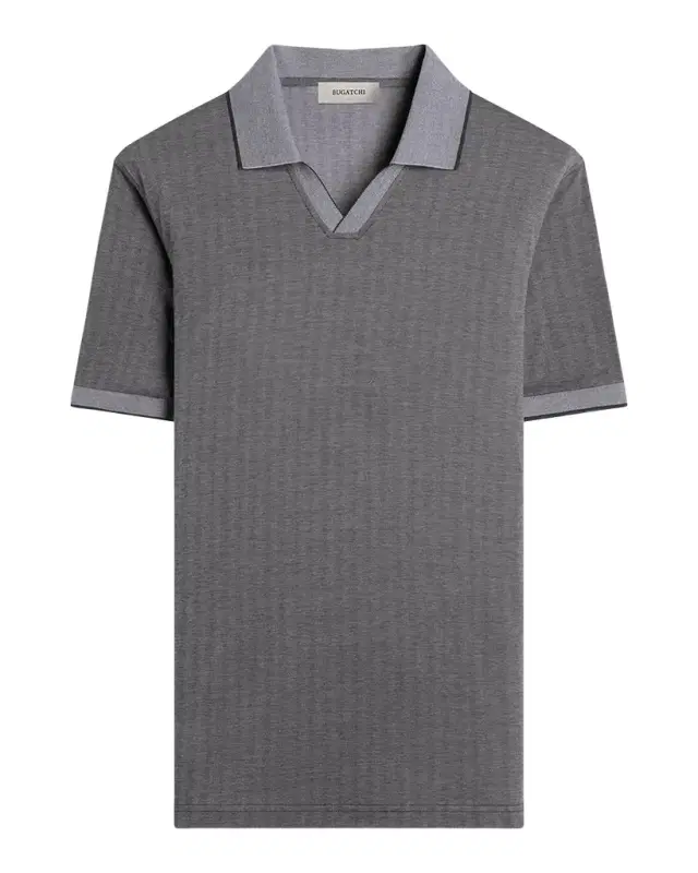 Men 's Performance Micro-Herringbone Johnny Collar Polo Shirt