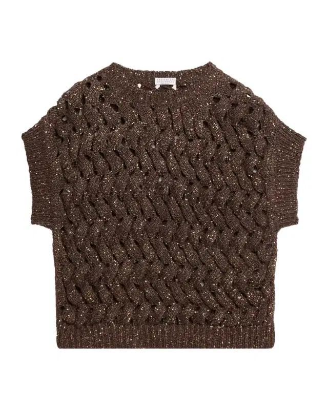 Brunello Cucinelli Shimmering Open Knit Vest