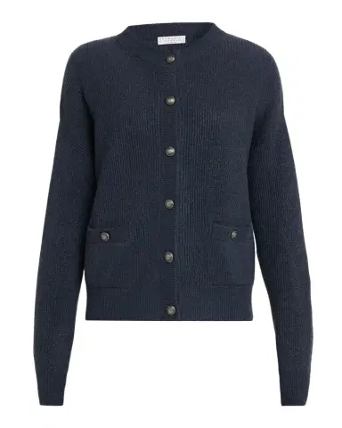 Brunello Cucinelli Shimmering Cashmere-Blend Crewneck Cardigan | Thumbnail 1 Brunello Cucinelli Shimmering Cashmere-Blend Crewneck Cardigan | Thumbnail 1
