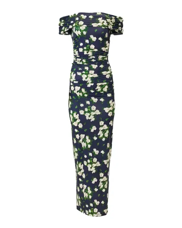Off-The-Shoulder Floral Jersey Maxi Dress