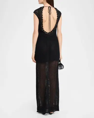 Isabel Marant Metaya Crochet Knit Backless Maxi Dress | Thumbnail 3 Isabel Marant Metaya Crochet Knit Backless Maxi Dress | Thumbnail 3