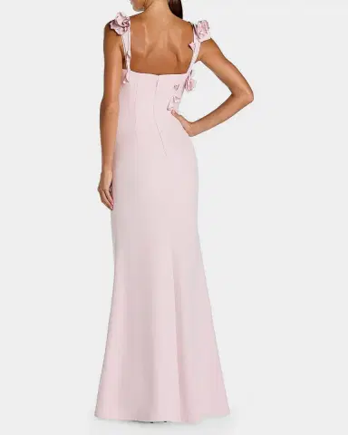 Mac Duggal Floral-Appliqué Square-Neck Column Gown | Thumbnail 2 Mac Duggal Floral-Appliqué Square-Neck Column Gown | Thumbnail 2