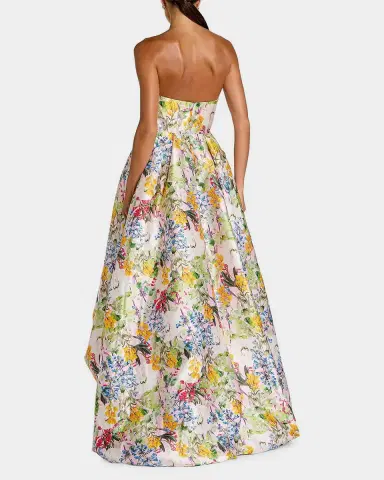 Mac Duggal Floral Mikado Strapless High-Low Bubble Hem Gown | Thumbnail 2 Mac Duggal Floral Mikado Strapless High-Low Bubble Hem Gown | Thumbnail 2