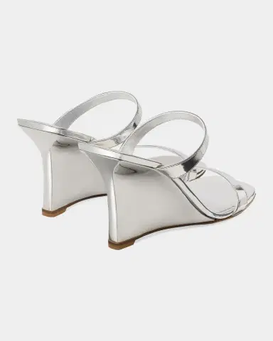 Stuart Weitzman 85mm Vinnie Metallic Leather Wedges | Thumbnail 2
