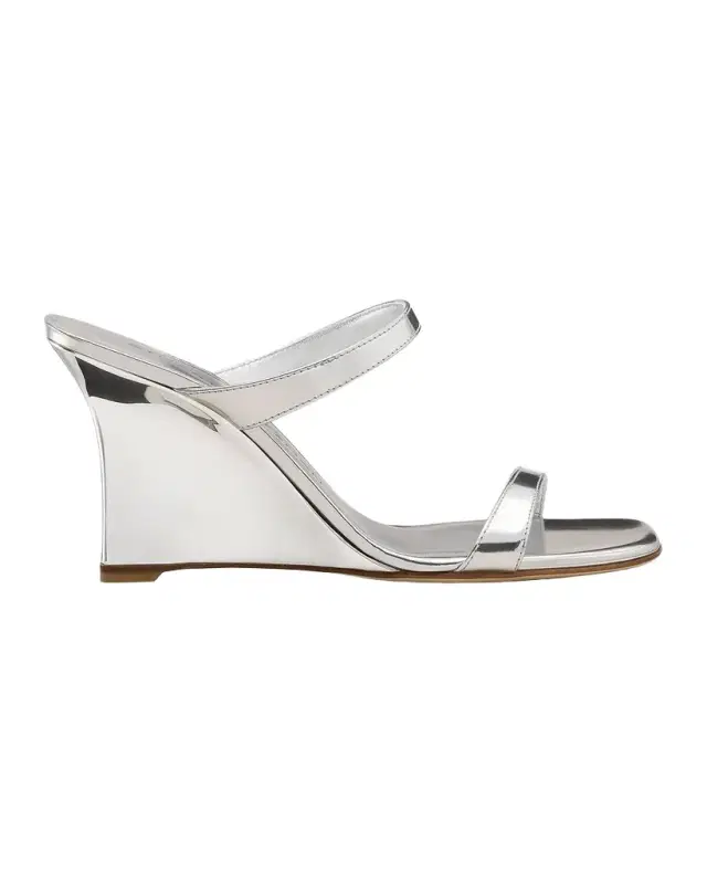 Stuart Weitzman 85mm Vinnie Metallic Leather Wedges