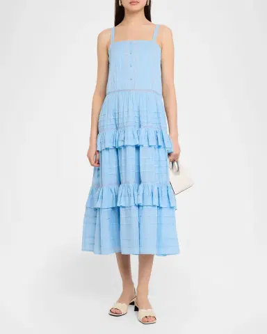 Ramy Brook Daria Embroidered Voile Midi Dress | Thumbnail 2