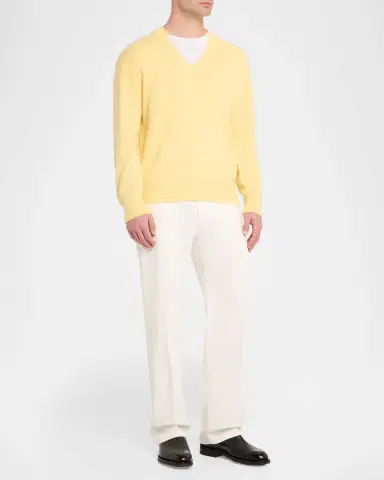 OFFICINE GÉNÉRALE Men 's V-Neck Wool Sweater | Thumbnail 2 OFFICINE GÉNÉRALE Men 's V-Neck Wool Sweater | Thumbnail 2