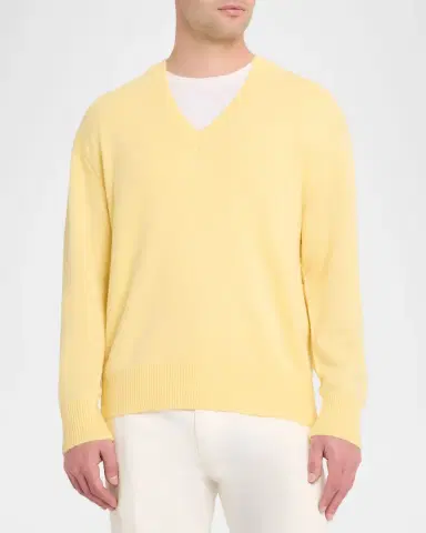 OFFICINE GÉNÉRALE Men 's V-Neck Wool Sweater | Thumbnail 4 OFFICINE GÉNÉRALE Men 's V-Neck Wool Sweater | Thumbnail 4