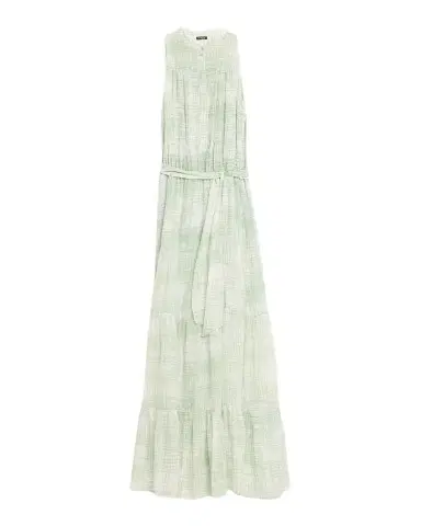 Kiton Check Silk Tie-Waist Tiered Maxi Dress | Thumbnail 1 Kiton Check Silk Tie-Waist Tiered Maxi Dress | Thumbnail 1