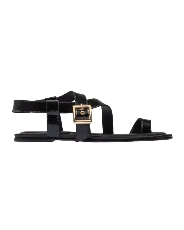 Hartshorn Crinkle Leather Toe-Ring Sandals