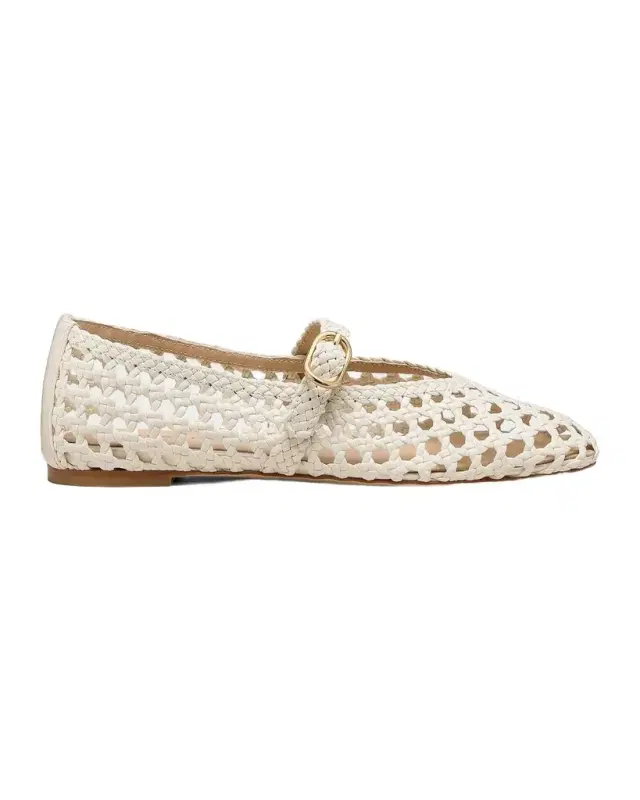 Prim Woven Leather Mary Jane Ballerina Flats
