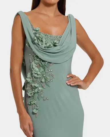 Mac Duggal Evening Beaded Jersey Sleeveless Gown | Thumbnail 3 Mac Duggal Evening Beaded Jersey Sleeveless Gown | Thumbnail 3