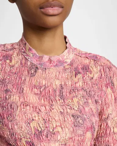 Isabel Marant Carola Smocked Silk Charmeuse Crop Top | Thumbnail 5 Isabel Marant Carola Smocked Silk Charmeuse Crop Top | Thumbnail 5