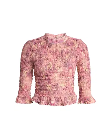 Isabel Marant Carola Smocked Silk Charmeuse Crop Top | Thumbnail 1 Isabel Marant Carola Smocked Silk Charmeuse Crop Top | Thumbnail 1