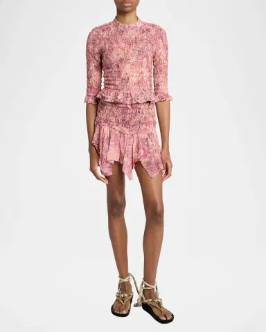 Isabel Marant Ceiva Smocked Silk Handkerchief Mini Skirt | Thumbnail 2 Isabel Marant Ceiva Smocked Silk Handkerchief Mini Skirt | Thumbnail 2