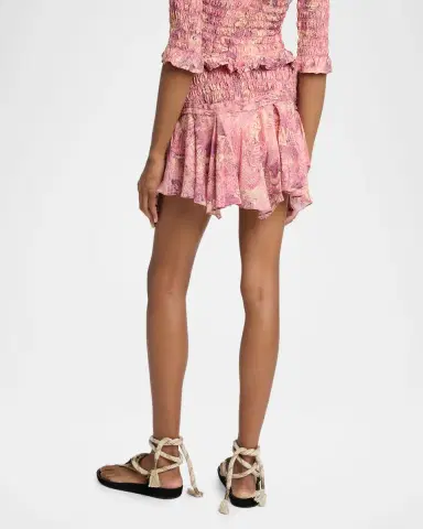 Isabel Marant Ceiva Smocked Silk Handkerchief Mini Skirt | Thumbnail 3 Isabel Marant Ceiva Smocked Silk Handkerchief Mini Skirt | Thumbnail 3