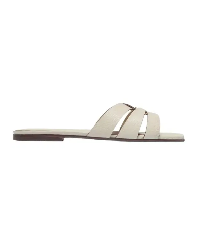 Bernardo Oxford Leather Flat Slide Sandals