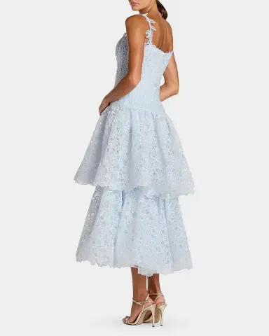 Mac Duggal Lace Tiered Fit & Flare Midi-Dress | Thumbnail 2 Mac Duggal Lace Tiered Fit & Flare Midi-Dress | Thumbnail 2