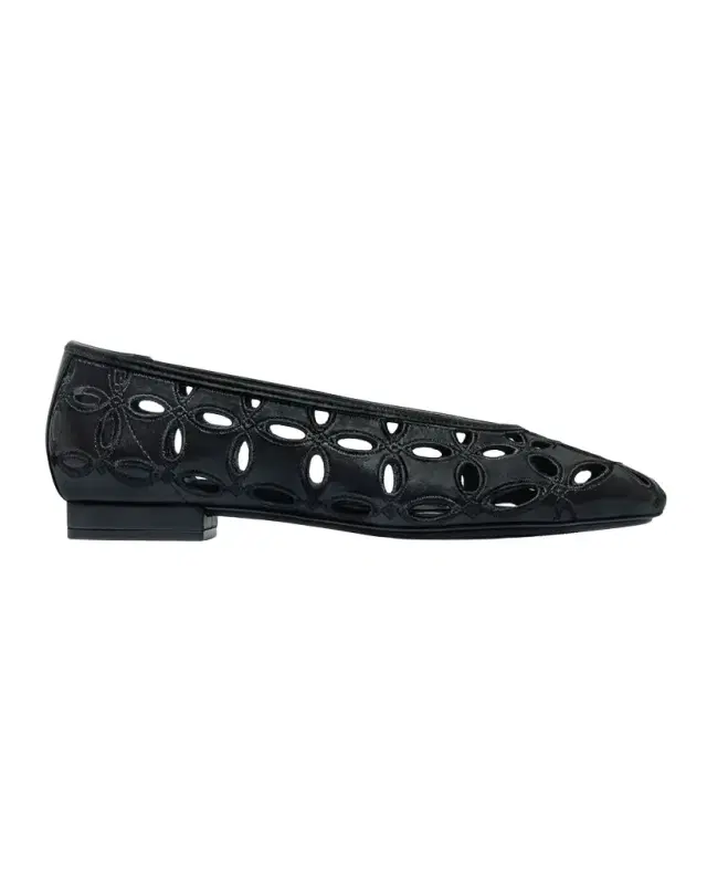 Bernardo Brie Suede Cutout Ballerina Flats