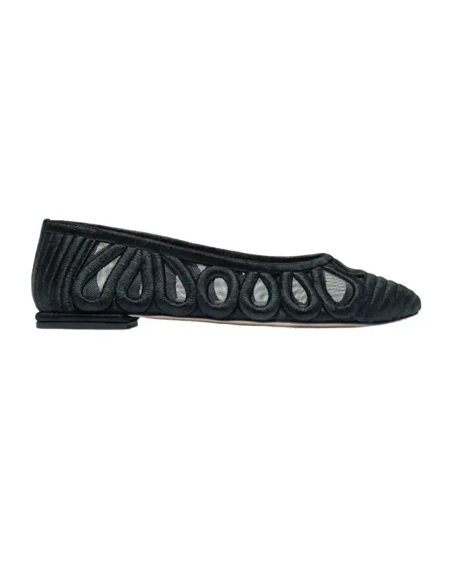 Costa Embroidered Mesh Ballerina Flats