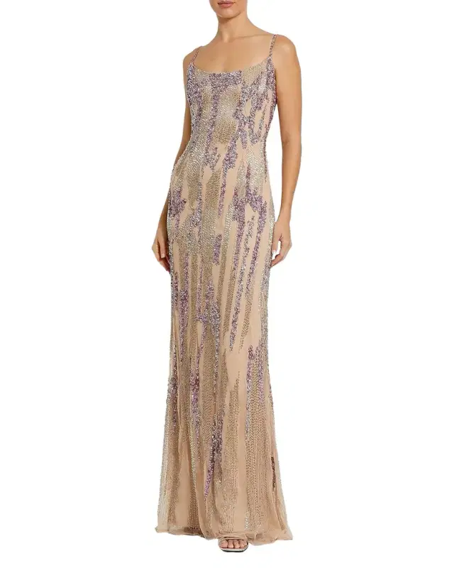 Mac Duggal Evening Sequined Mesh Gown