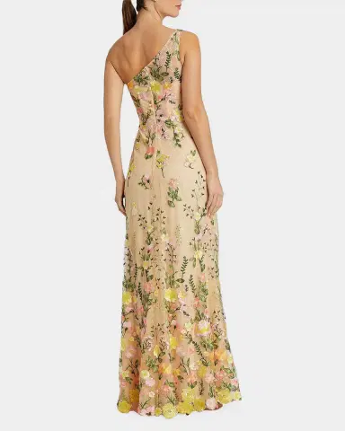 Mac Duggal One-Shoulder Floral Embroidered Gown | Thumbnail 2 Mac Duggal One-Shoulder Floral Embroidered Gown | Thumbnail 2