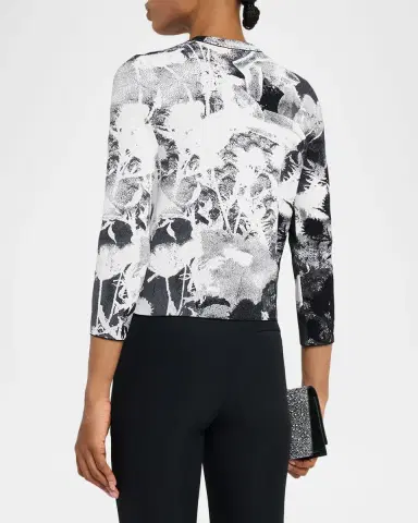 McQueen Floral Jacquard Crewneck Cardigan | Thumbnail 3
