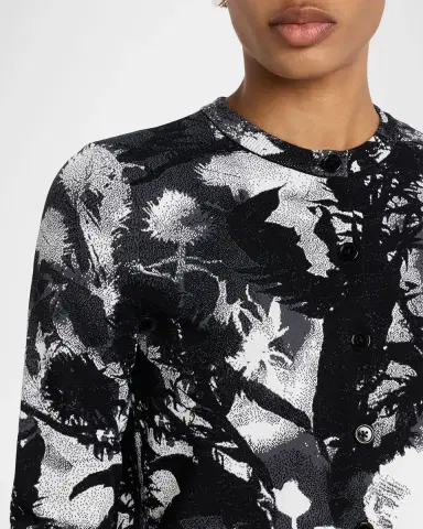 McQueen Floral Jacquard Crewneck Cardigan | Thumbnail 5