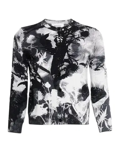 McQueen Floral Jacquard Crewneck Cardigan | Thumbnail 1
