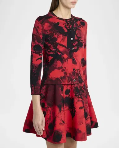 McQueen Floral Jacquard Crewneck Cardigan | Thumbnail 4