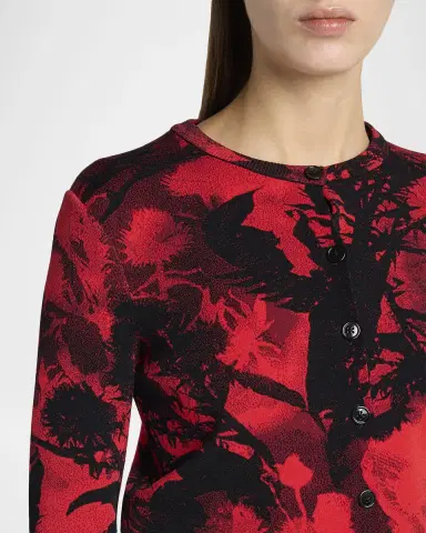 McQueen Floral Jacquard Crewneck Cardigan | Thumbnail 5