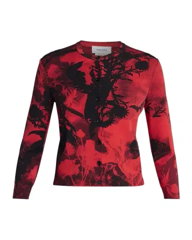 McQueen Floral Jacquard Crewneck Cardigan | Thumbnail 1