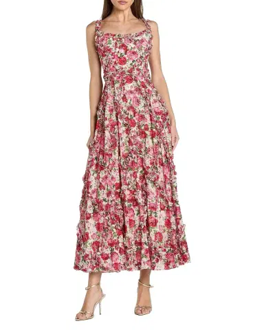 Mac Duggal Ruffle Floral Sweetheart Maxi Dress | Thumbnail 1