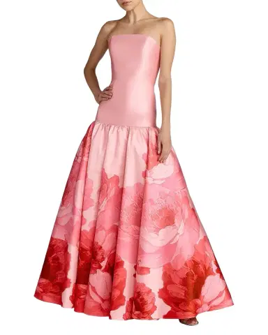 Mac Duggal Floral Mikado Strapless Gown | Thumbnail 1 Mac Duggal Floral Mikado Strapless Gown | Thumbnail 1