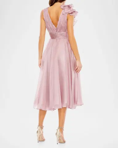 Mac Duggal Chiffon Sleeveless Fit-and-Flare Midi Dress | Thumbnail 2 Mac Duggal Chiffon Sleeveless Fit-and-Flare Midi Dress | Thumbnail 2