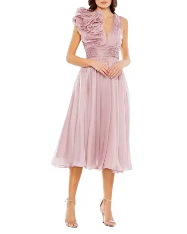 Mac Duggal Chiffon Sleeveless Fit-and-Flare Midi Dress | Thumbnail 1 Mac Duggal Chiffon Sleeveless Fit-and-Flare Midi Dress | Thumbnail 1