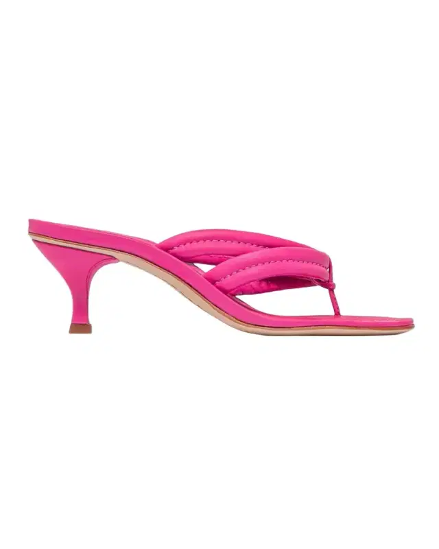 Miami Kitten-Heel Leather Mule Sandals