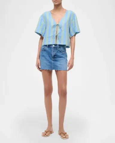 STAUD Ava Striped Linen Top | Thumbnail 2 STAUD Ava Striped Linen Top | Thumbnail 2