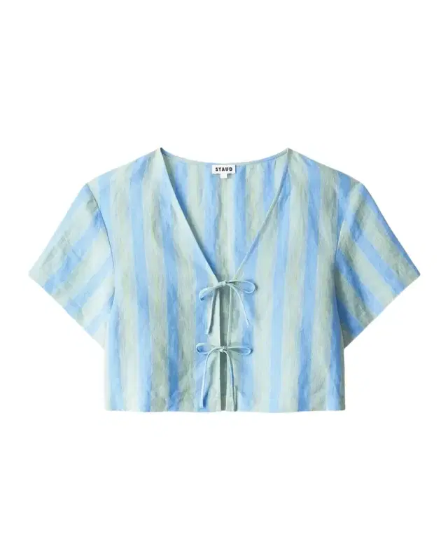 STAUD Ava Striped Linen Top