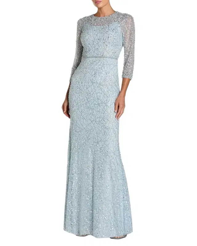 Mac Duggal Embellished Lace Column Gown