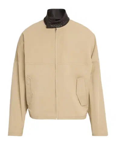 Bottega Veneta Men's Intrecciato Leather-Collar Cotton Blouson | Thumbnail 1 Bottega Veneta Men's Intrecciato Leather-Collar Cotton Blouson | Thumbnail 1