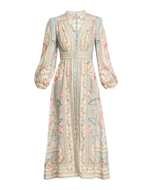 Roselight Plunge Midi Dress