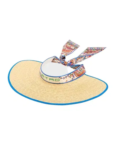 Etro Logo Straw Visor with Paisley-Print Ties | Thumbnail 1 Etro Logo Straw Visor with Paisley-Print Ties | Thumbnail 1